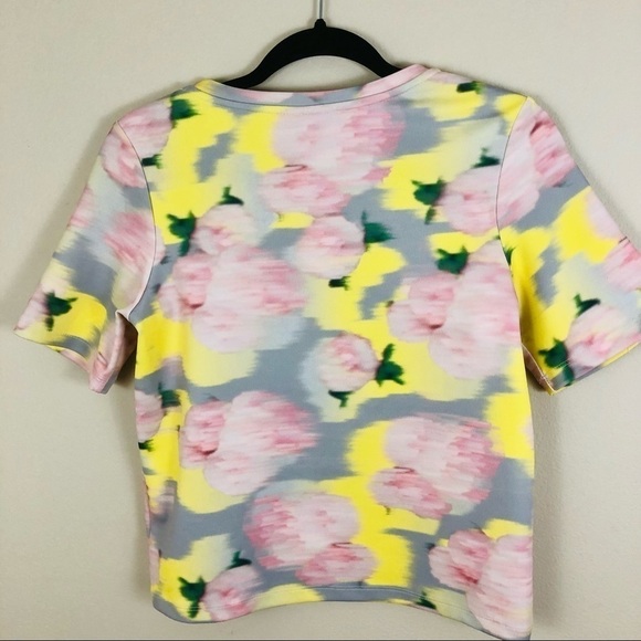 TOPSHOP bright blurred floral short sleeve top women’s size 2 small, excellent - Picture 6 of 6